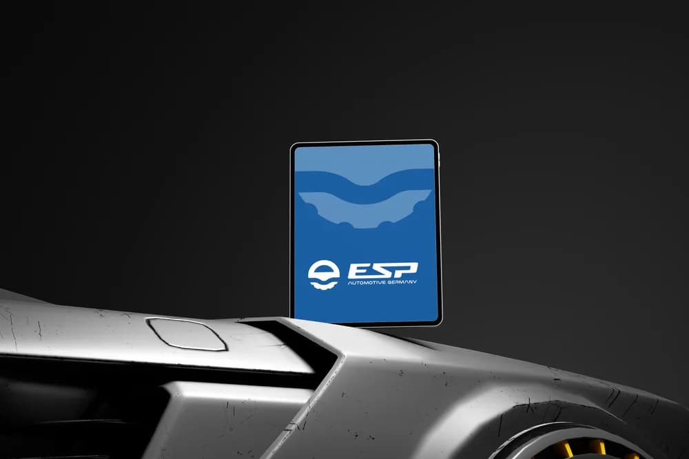 ESP Automotive Solutions — Identity for an automotive services company, built to sit alongside performance-vehicle imagery.