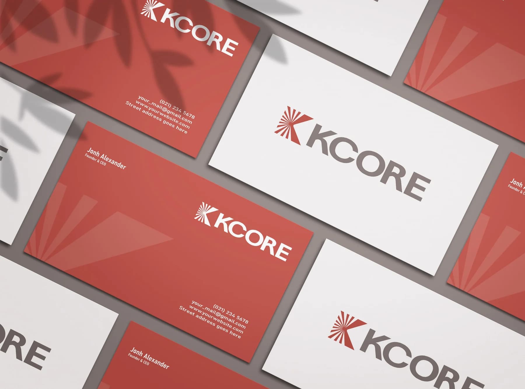 KCORE — Identity system for an industrial group, rolled out across stationery, facility signage and building graphics.