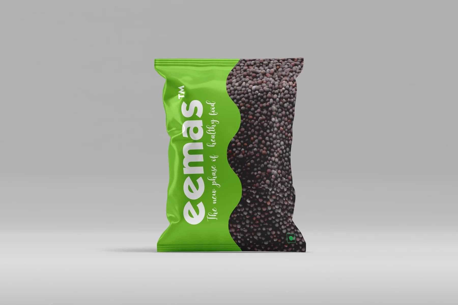Eemas — Packaging and identity for a healthy-food label, applied across a cashew and dry-fruit range.
